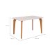 Mesa de Jantar Retangular com Tampo de Vidro Papaia Off White e Madeira 130 cm
