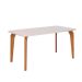 Mesa de Jantar Retangular com Tampo de Vidro Papaia Off White e Madeira 160 cm