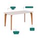 Mesa de Jantar Retangular com Tampo de Vidro Papaia Off White e Madeira 160 cm