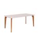 Mesa de Jantar Retangular com Tampo de Vidro Papaia Off White e Madeira 180 cm