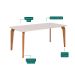 Mesa de Jantar Retangular com Tampo de Vidro Papaia Off White e Madeira 180 cm