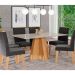 Mesa de Jantar Retangular com Tampo de Vidro Patricia Off White e Nature 160 cm