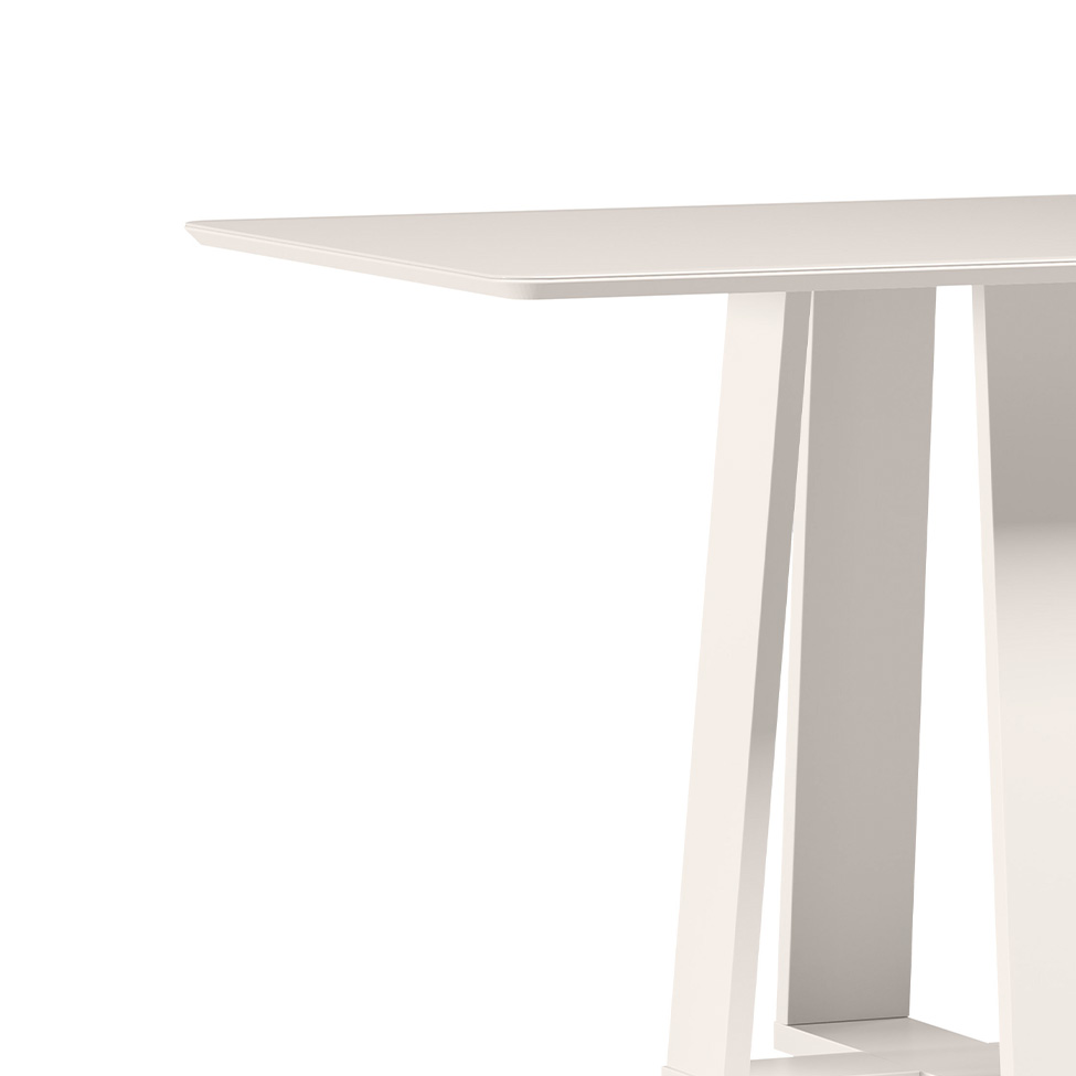 Mesa de Jantar Retangular com Tampo de Vidro Rubi Off White 120 cm