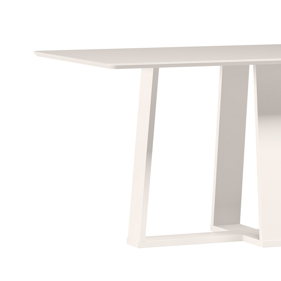 Mesa de Jantar Retangular com Tampo de Vidro Rubi Off White 160 cm
