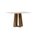 Mesa de Jantar Retangular com Tampo de Vidro Rubi Off White e Imbuia 120 cm