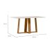 Mesa de Jantar Retangular com Tampo de Vidro Rubi Off White e Ypê 160 cm