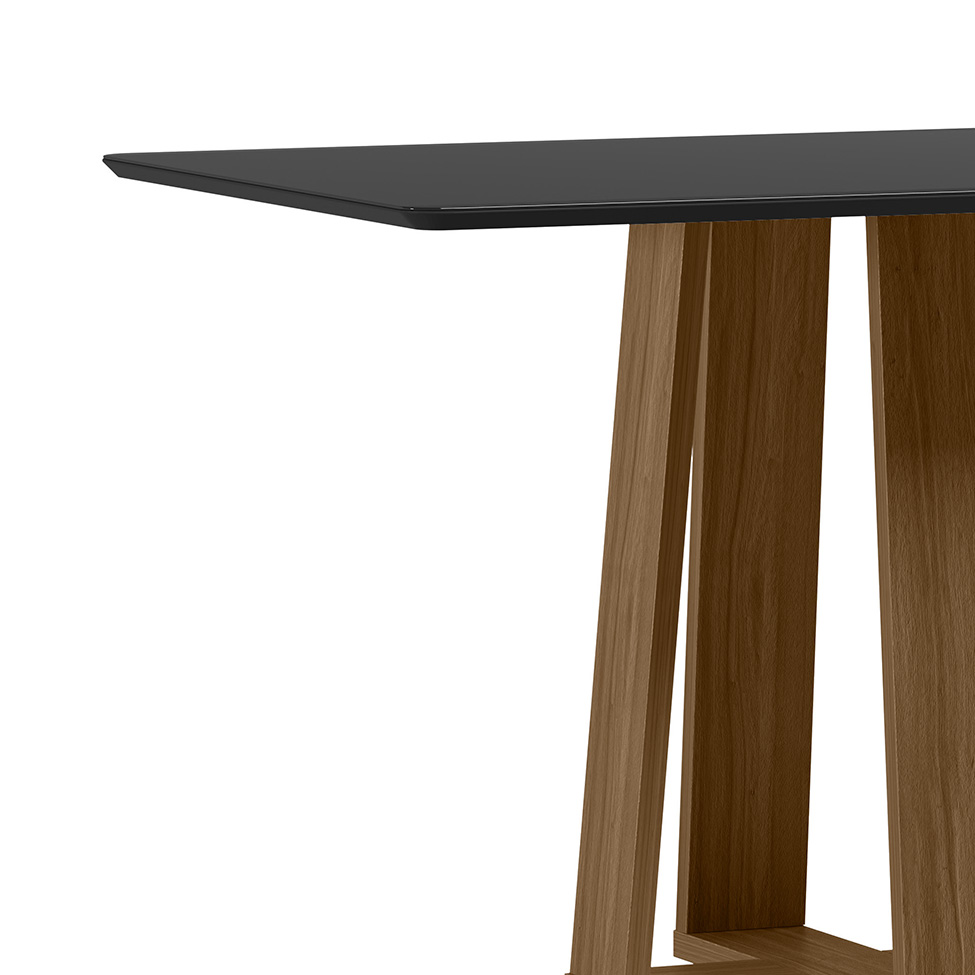 Mesa de Jantar Retangular com Tampo de Vidro Rubi Preto e Imbuia 120 cm