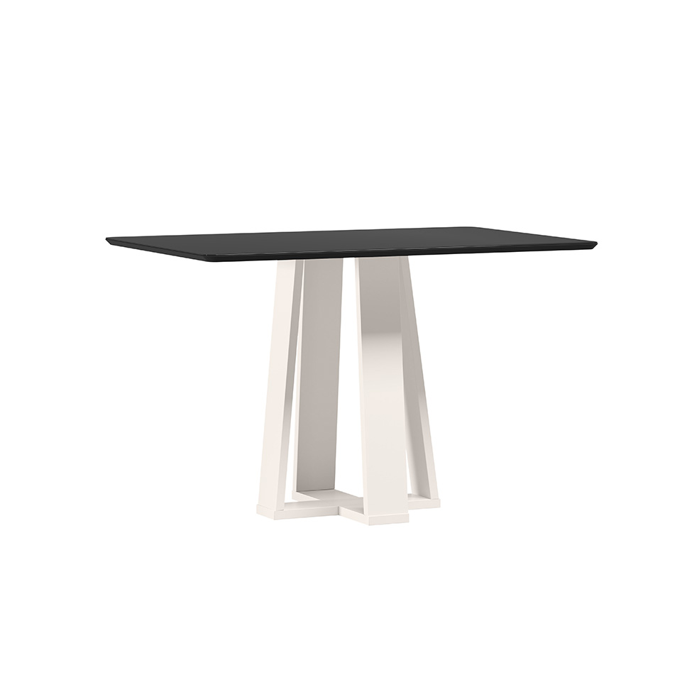 Mesa de Jantar Retangular com Tampo de Vidro Rubi Preto e Off White 120 cm