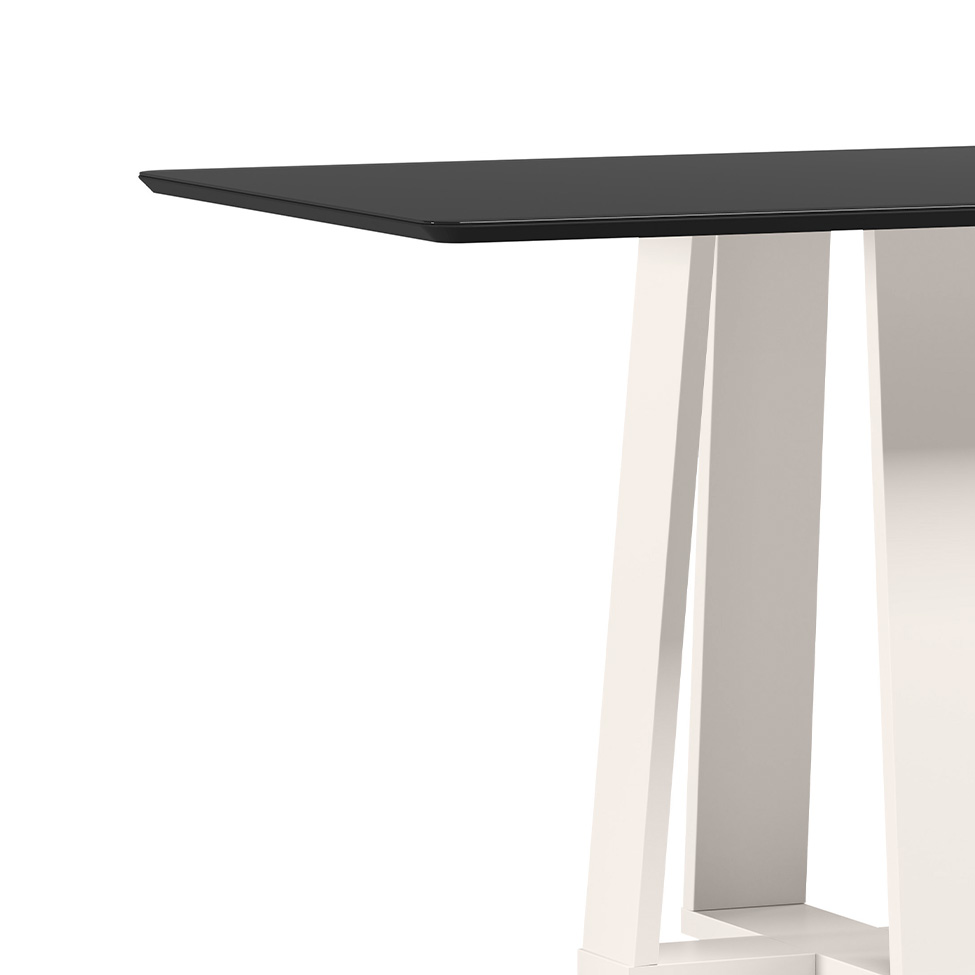 Mesa de Jantar Retangular com Tampo de Vidro Rubi Preto e Off White 120 cm