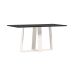 Mesa de Jantar Retangular com Tampo de Vidro Rubi Preto e Off White 160 cm