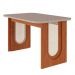 Mesa de Jantar Retangular com Tampo de Vidro Valentina Cinamomo e Off White 130 cm