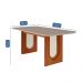 Mesa de Jantar Retangular com Tampo de Vidro Valentina Cinamomo e Off White 180 cm