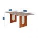 Mesa de Jantar Retangular com Tampo de Vidro Valentina Cinamomo e Off White 210 cm