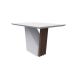 Mesa de Jantar Retangular com Tampo de Vidro Veneza Off White e Imbuia 120 cm