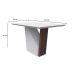 Mesa de Jantar Retangular com Tampo de Vidro Veneza Off White e Imbuia 120 cm