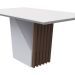 Mesa de Jantar Retangular com Tampo de Vidro Veneza Off White e Imbuia 160 cm