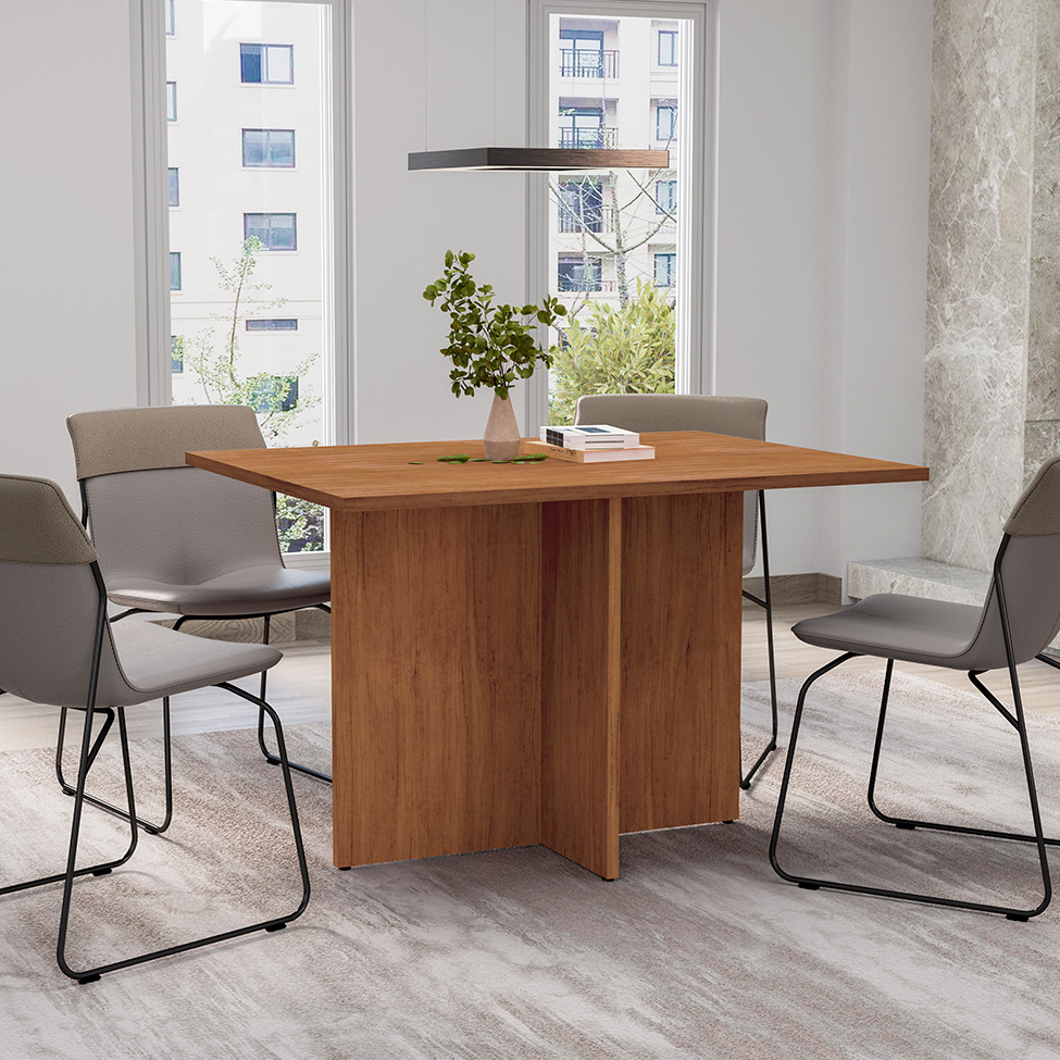 Mesa de Jantar Retangular com Tampo em MDF Paris Cedro 120 cm