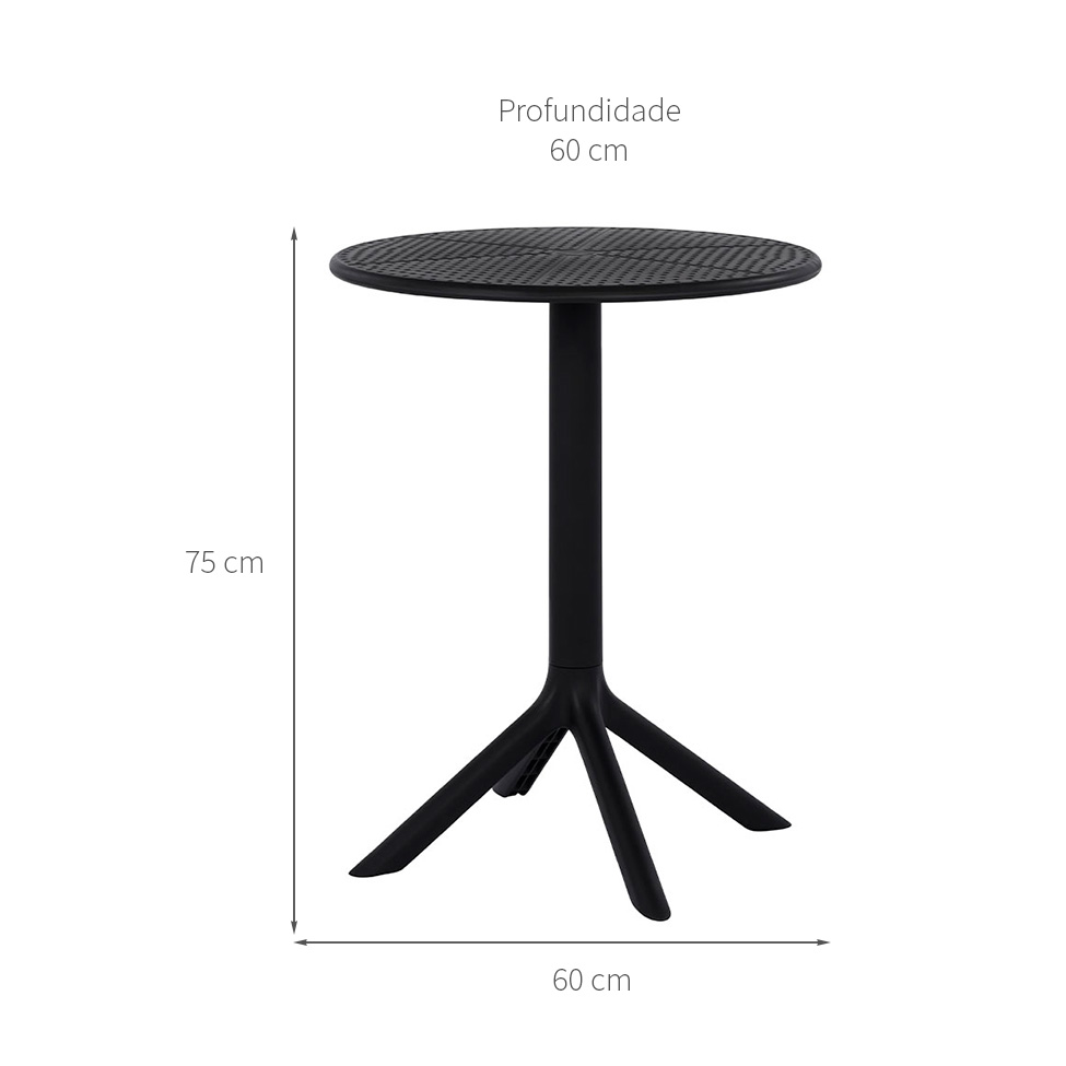 Mesa de Jardim Redonda Drops Preta 60 cm