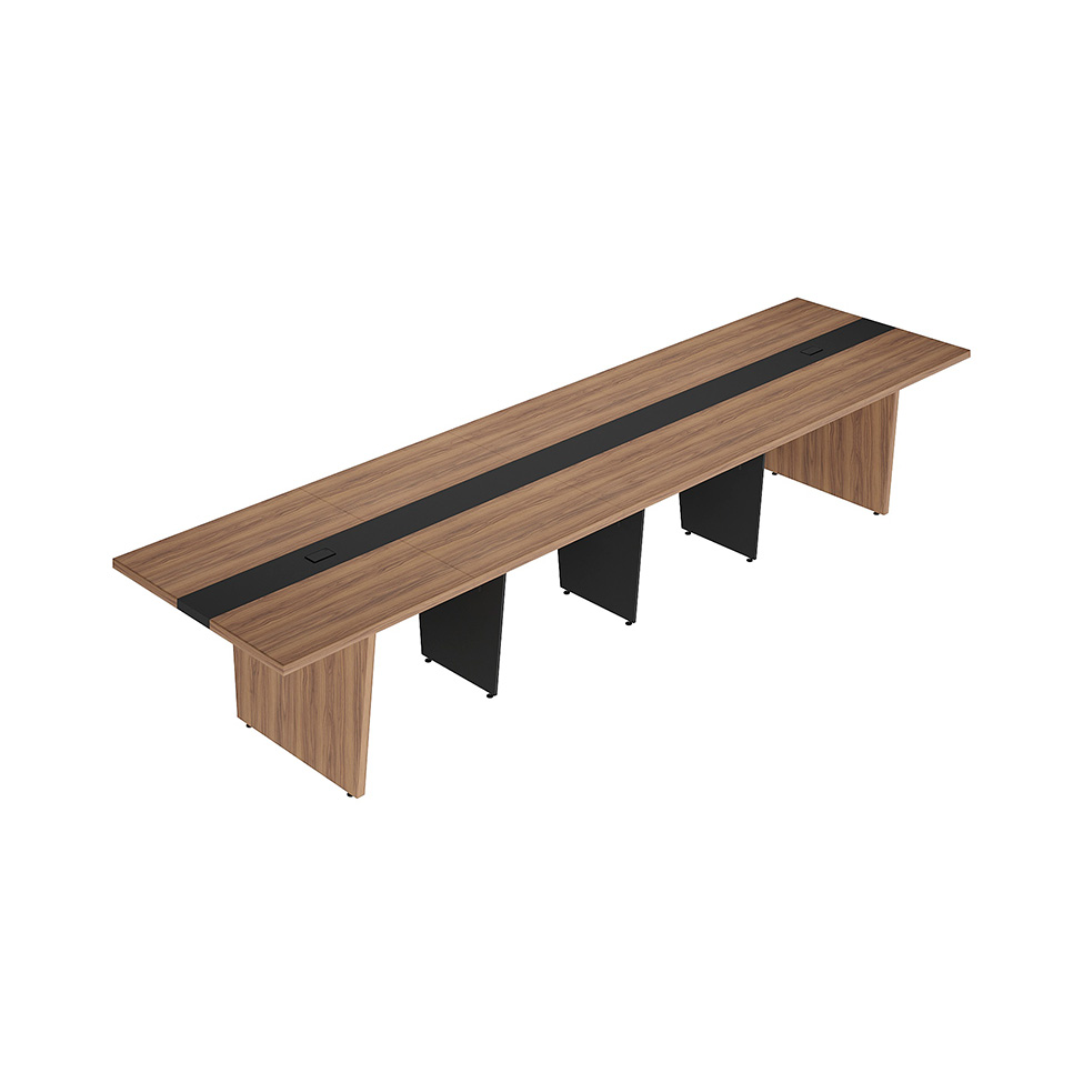 Mesa de Reunião Extensível Rune Nogal e Preta