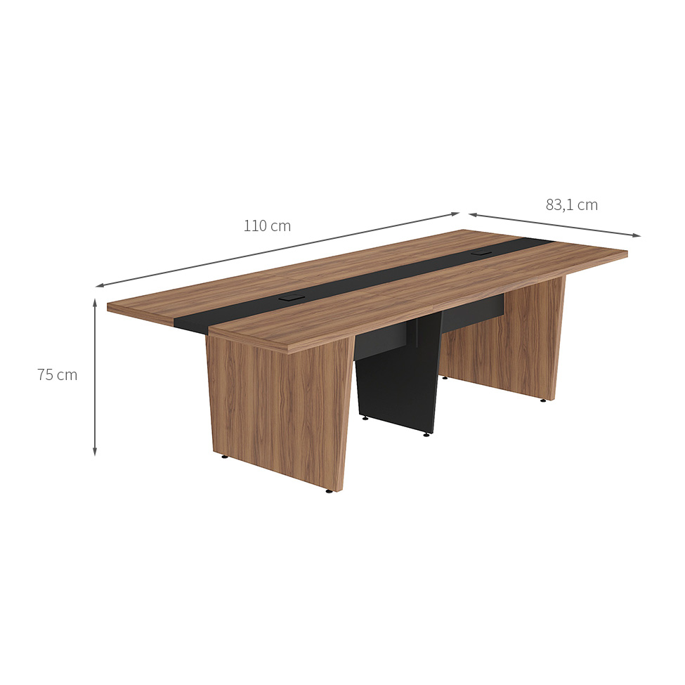 Mesa de Reunião Extensível Rune Nogal e Preta