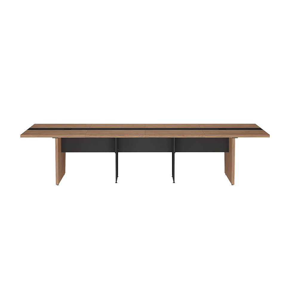 Mesa de Reunião Extensível Rune Nogal e Preta