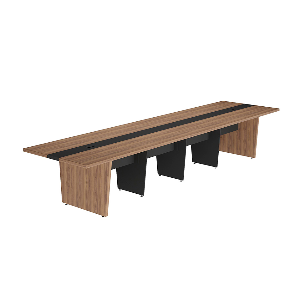 Mesa de Reunião Extensível Rune Nogal e Preta