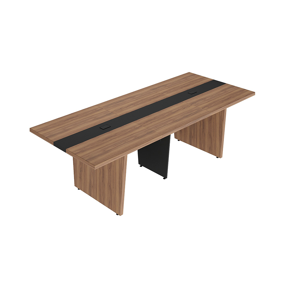 Mesa de Reunião Extensível Rune Nogal e Preta