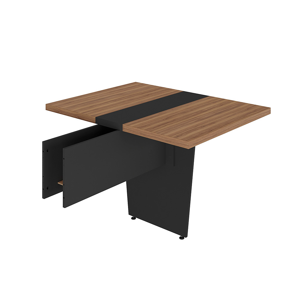 Mesa de Reunião Extensível Rune Nogal e Preta