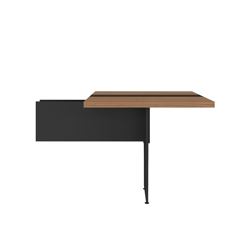 Mesa de Reunião Extensível Rune Nogal e Preta