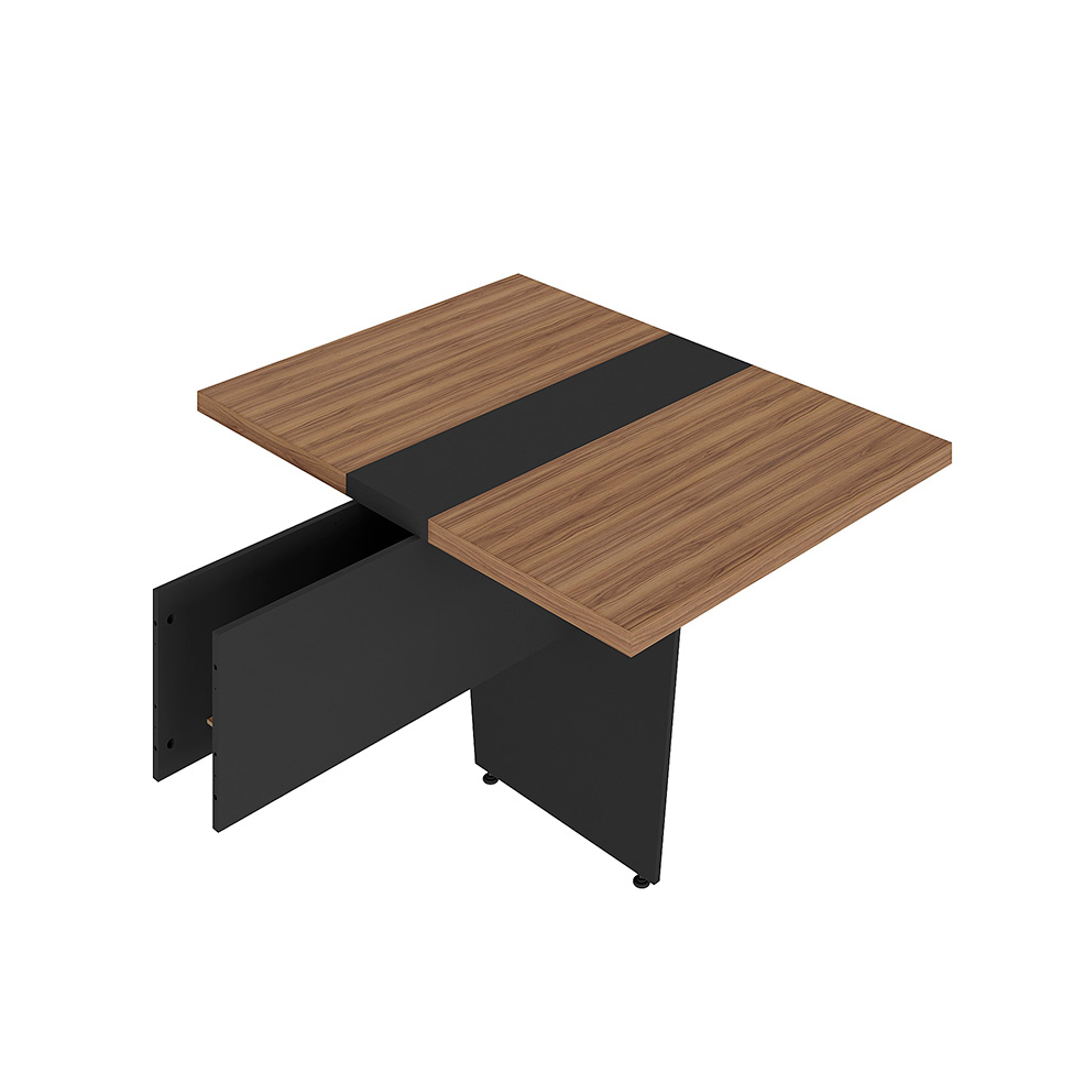 Mesa de Reunião Extensível Rune Nogal e Preta