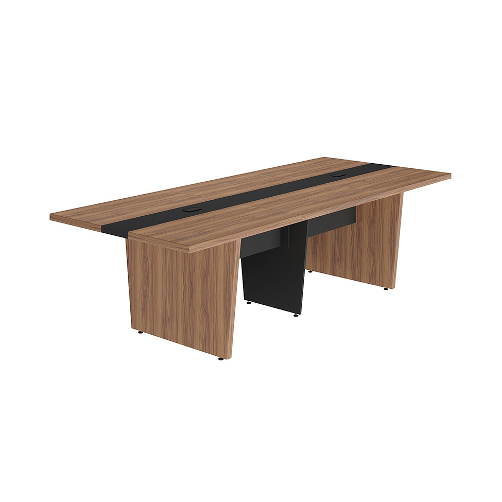 Mesa de Reunião Extensível Rune Nogal e Preta