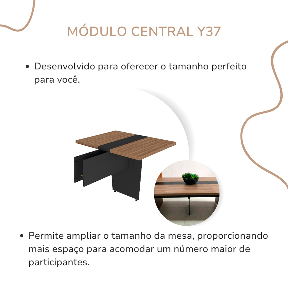 Mesa de Reunião Extensível Rune Nogal e Preta