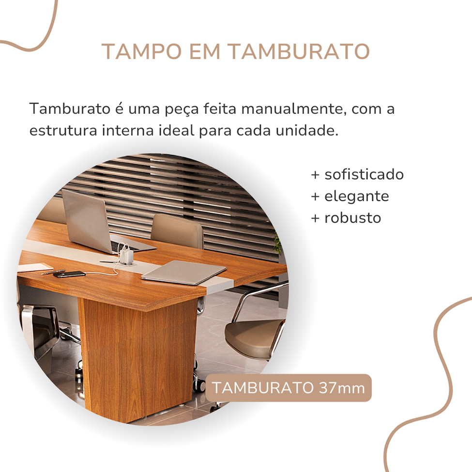 Mesa de Reunião Retangular Yara Freijó e Branca