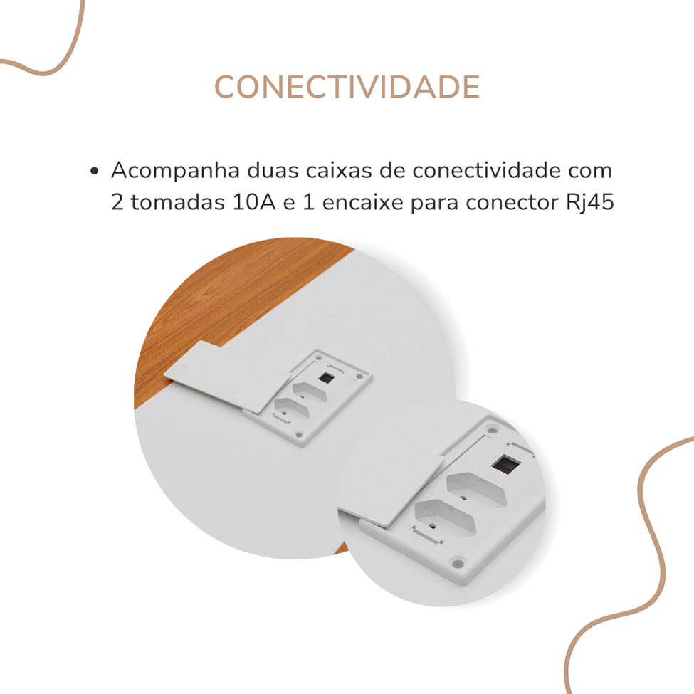 Mesa de Reunião Retangular Yara Freijó e Branca