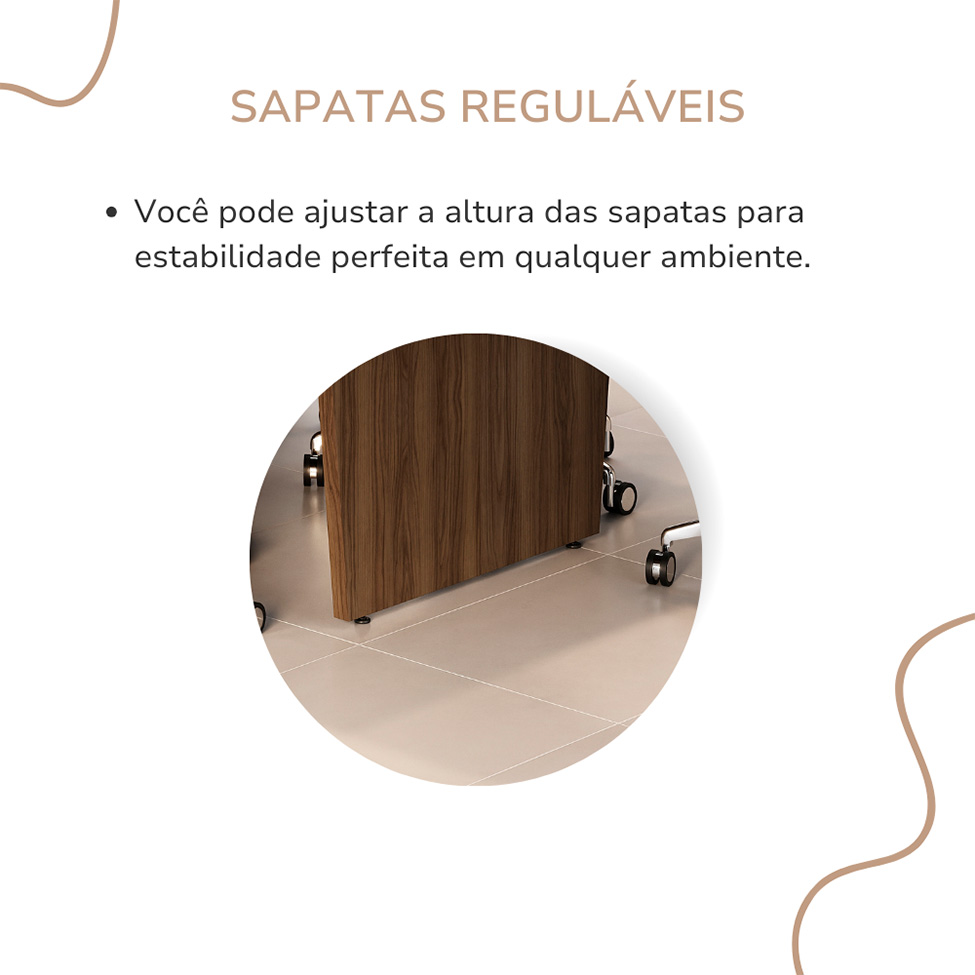 Mesa de Reunião Retangular Yara Nogal e Preta