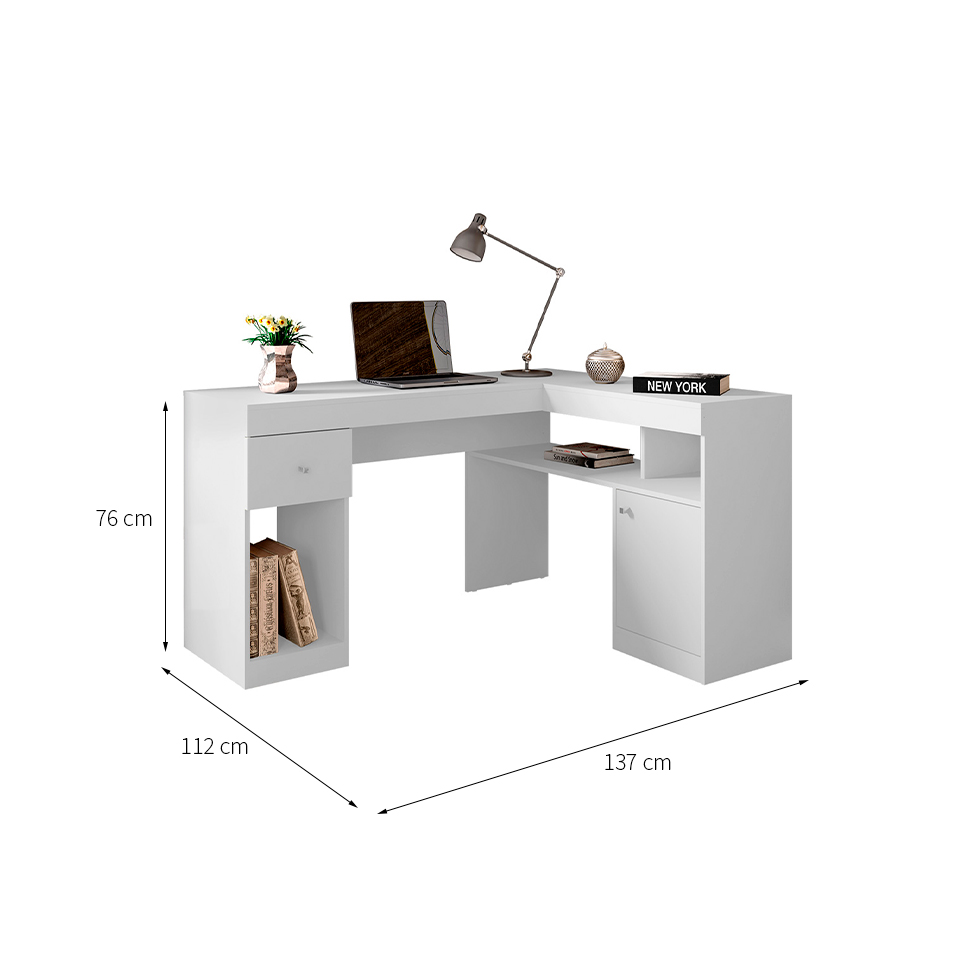 Mesa para Computador Nilo 1 PT 1 GV Branca
