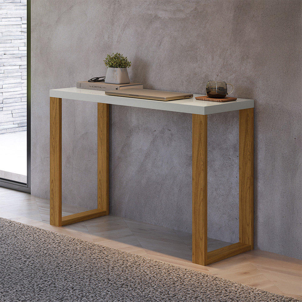 Mesa para Notebook Lanes 100% MDF Off White e Freijó