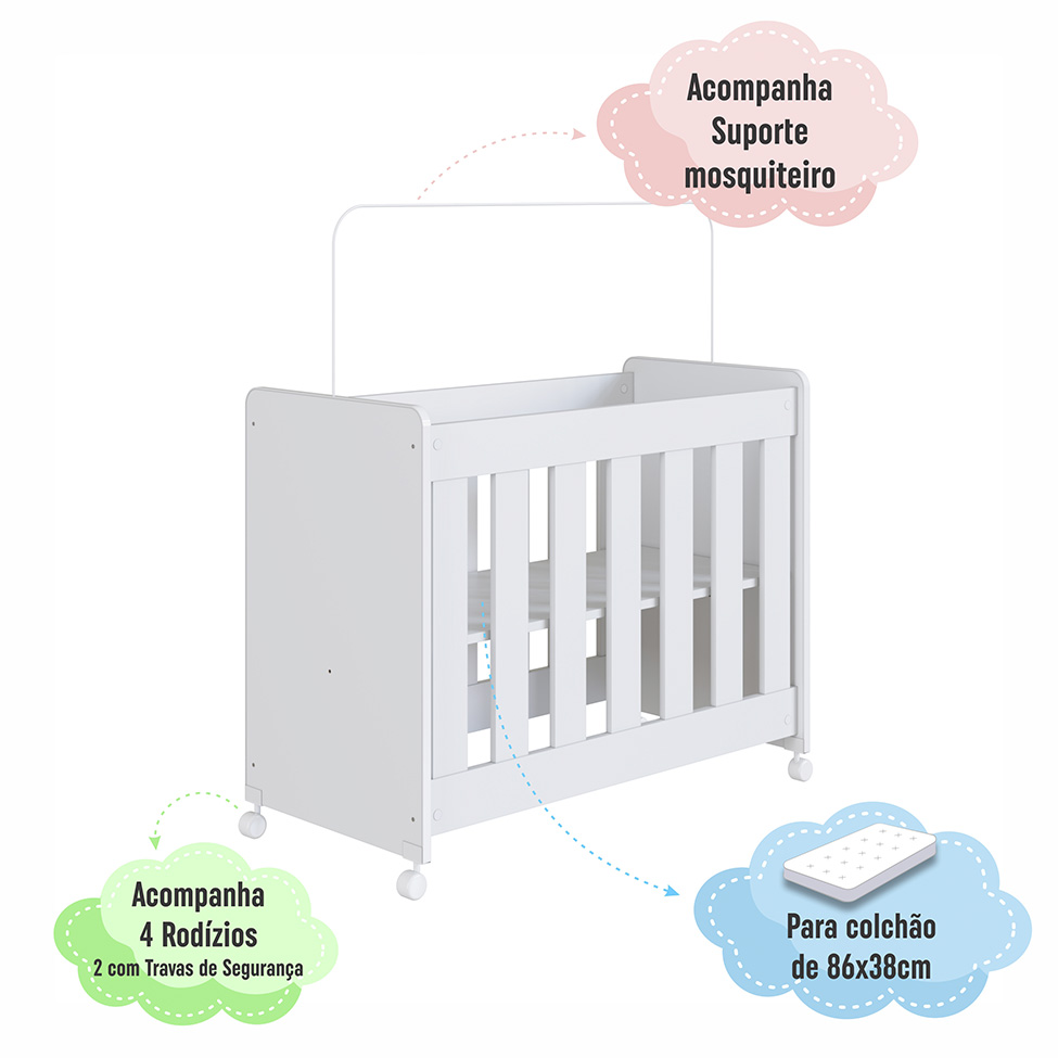 Mini Berço Multifuncional Beni Branco