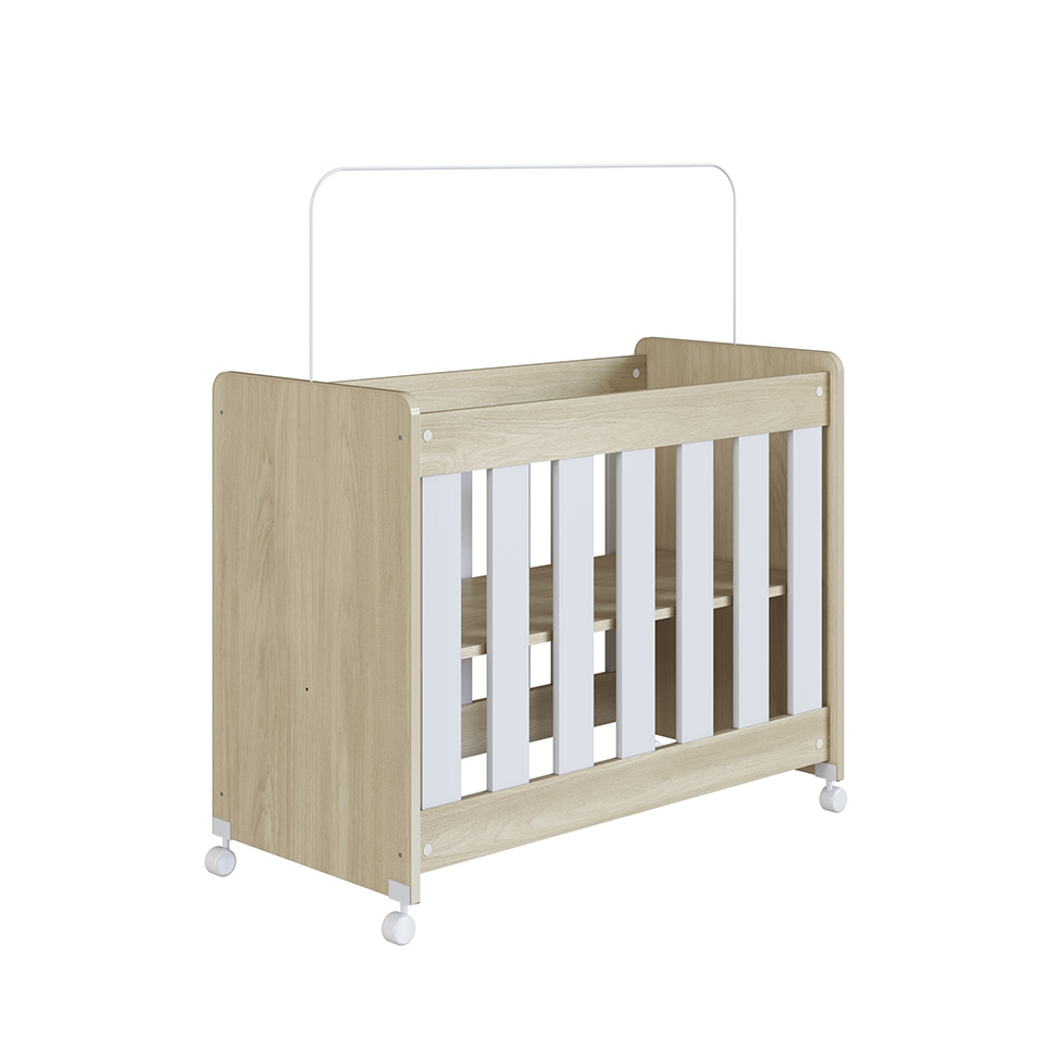 Mini Berço Multifuncional com Colchão Beni D18 Branco e Carvalho