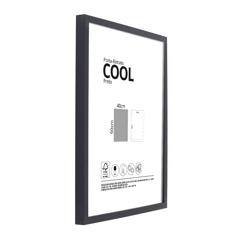 Moldura sem Vidro Cool Preta 40x50 cm