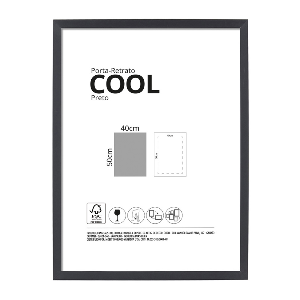 Moldura sem Vidro Cool Preta 40x50 cm