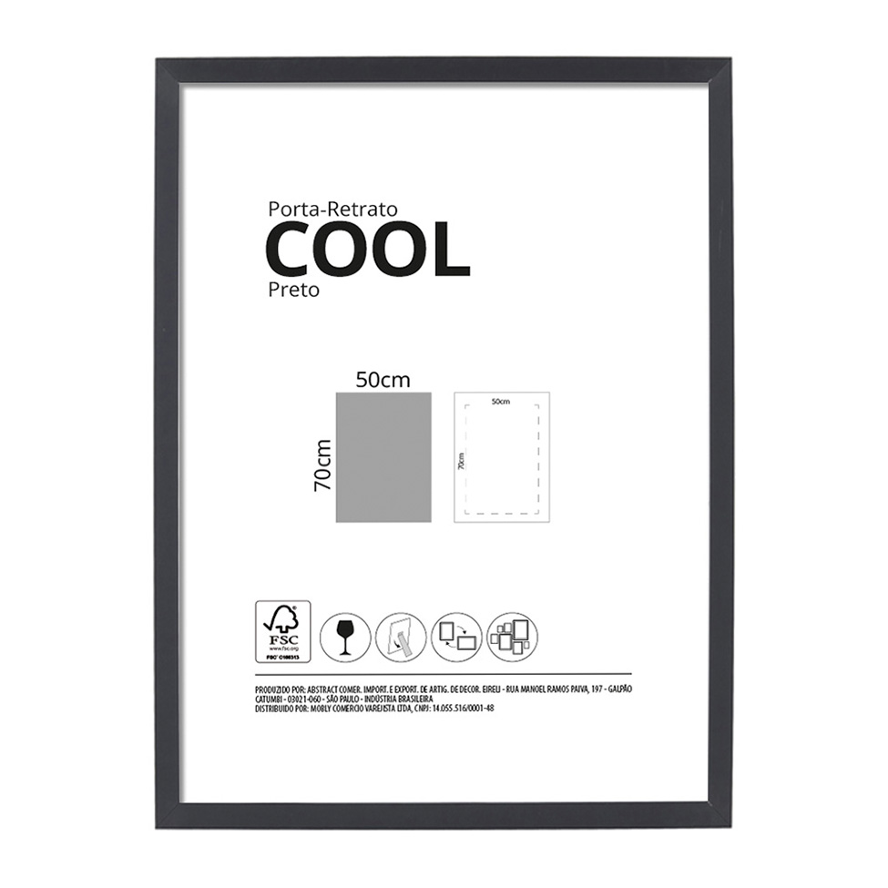 Moldura sem Vidro Cool Preta 50x70 cm