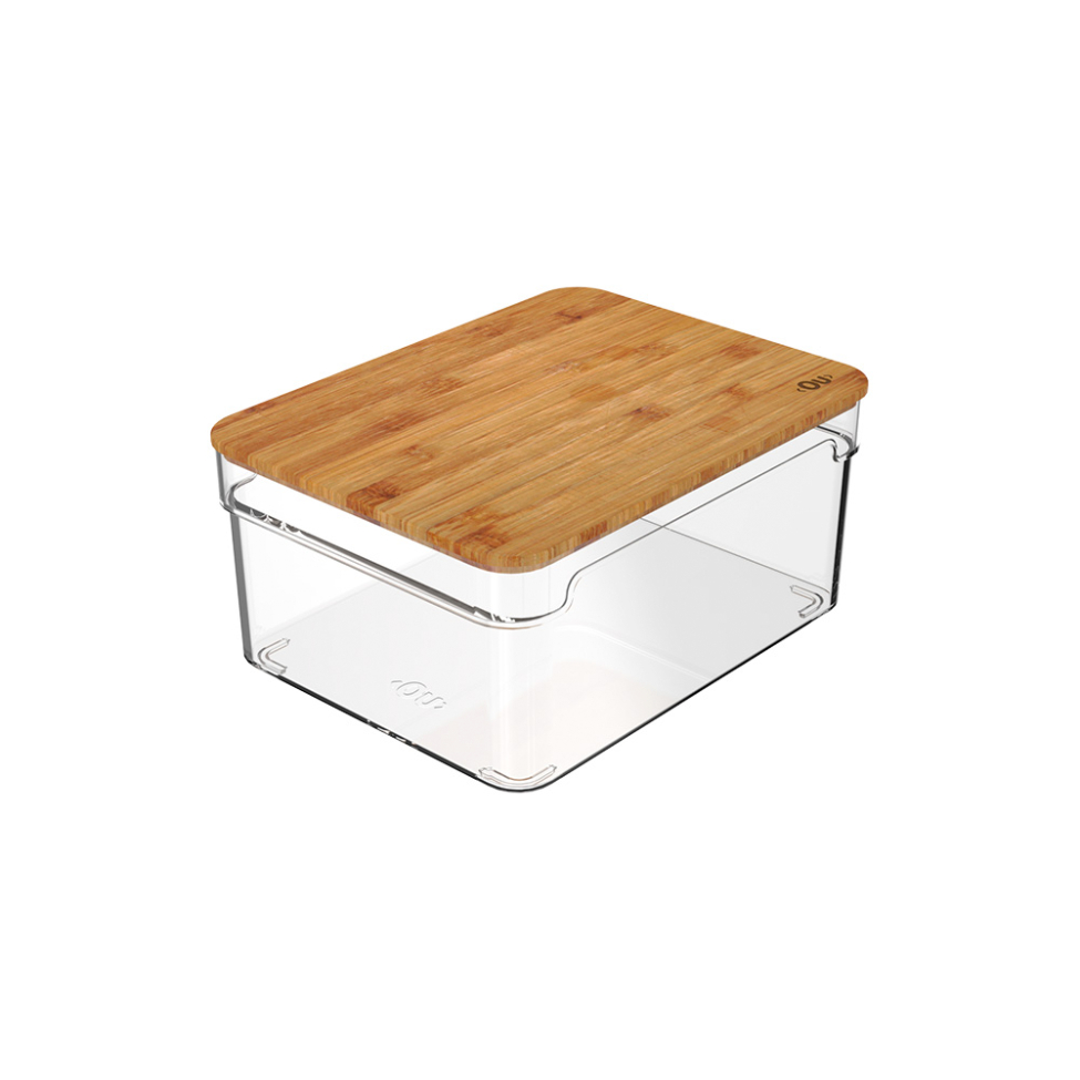 Organizador Clear com Tampa Natural e Bambu 20x15 cm