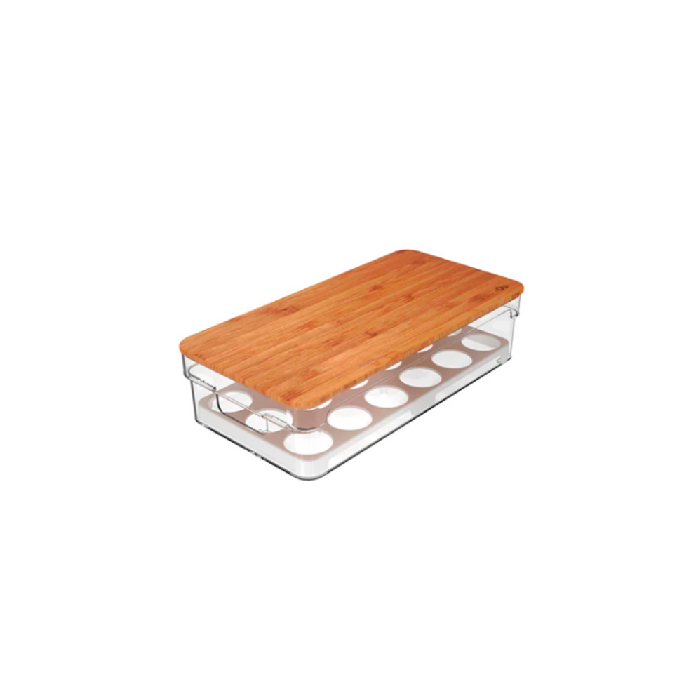 Organizador de Ovos para 18 unid. Clear Fresh Transparente e Bambu