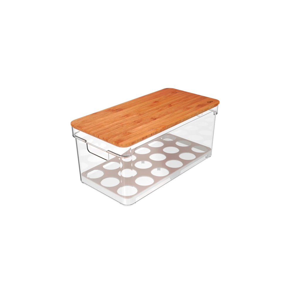 Organizador de Ovos para 36 unid. Clear Fresh Transparente e Bambu