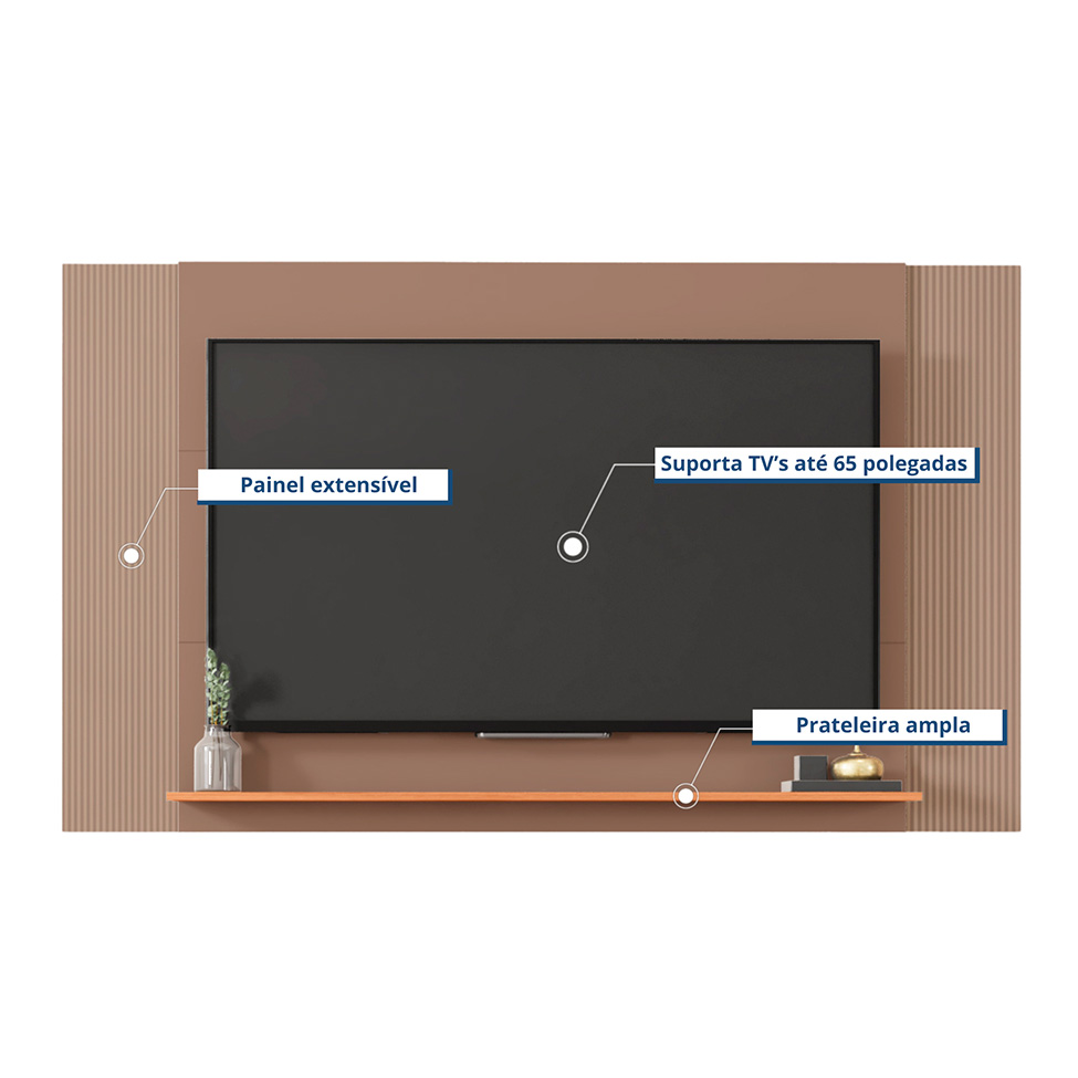 Painel Ripado Extensível para TV até 65 Polegadas Mondrian Capuccino e Freijó