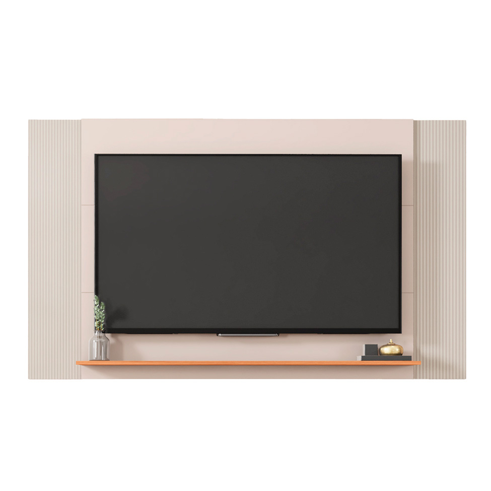 Painel Ripado Extensível para TV até 65 Polegadas Mondrian Off White e Freijó