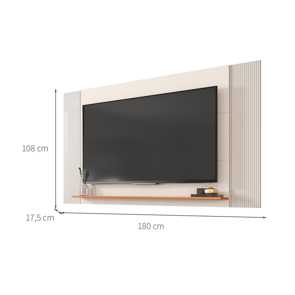 Painel Ripado Extensível para TV até 65 Polegadas Mondrian Off White e Freijó