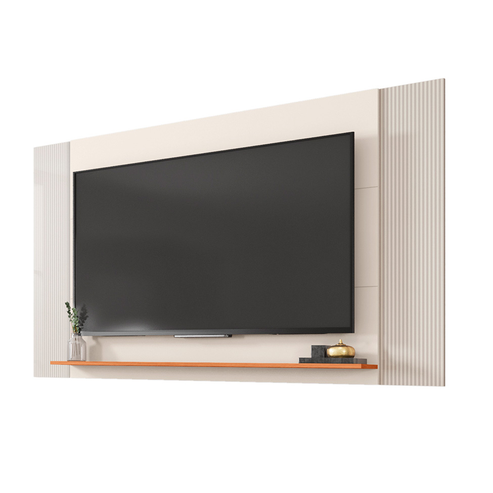 Painel Ripado Extensível para TV até 65 Polegadas Mondrian Off White e Freijó