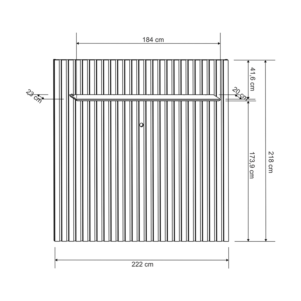Painel Ripado com Rack Suspenso até 70 Polegadas Tulum com LED 1 PT 2 GV Cedro e Off White Alt 218 Larg 222 cm